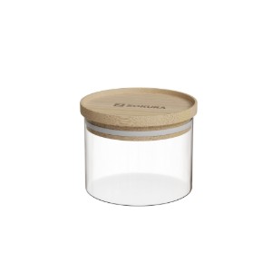 Container, borosilicaatglas, Ø9,5cm, 300ml, met bamboe deksel - Zokura