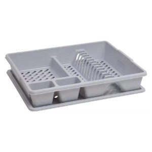 Scolapiatti con vassoio, plastica, 45x38x8,8 cm, Grigio - Curver