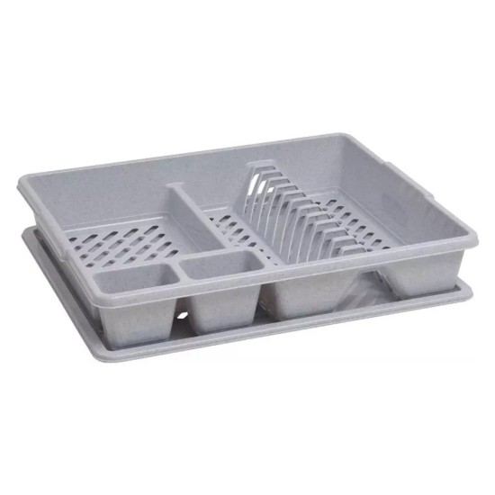 Scolapiatti con vassoio, plastica, 45x38x8,8 cm, Grigio - Curver
