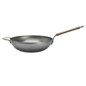 Padella wok rotonda con manici, acciaio, 32 cm, "Mineral B Bois" - de Buyer
