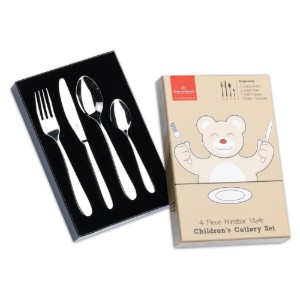 Set di posate per bambini, acciaio inox, 4 pezzi, "Windsor" - Grunwerg