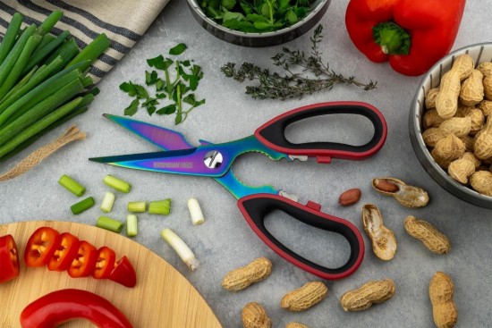 Kitchen scissors with soft touch handles, 21 cm, Rainbow - Grunwerg