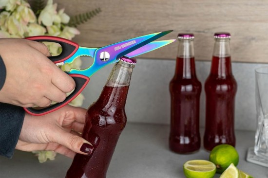 Kitchen scissors with soft touch handles, 21 cm, Rainbow - Grunwerg