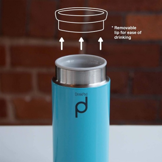 Bottiglia termica in acciaio inox, 300 ml, "DrinkPod", Blue  - Grunwerg