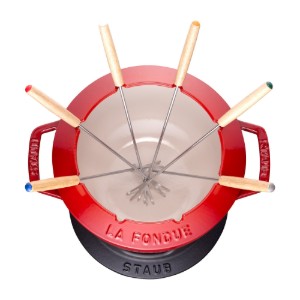 20 cm gietijzeren fondue set, Cherry - Staub