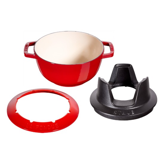 20 cm gietijzeren fondue set, Cherry - Staub